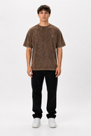 Camiseta Oversized Burn Básica | Marrom Mármore