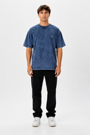 Camiseta Oversized Burn Básica | Azul Vintage Mármore